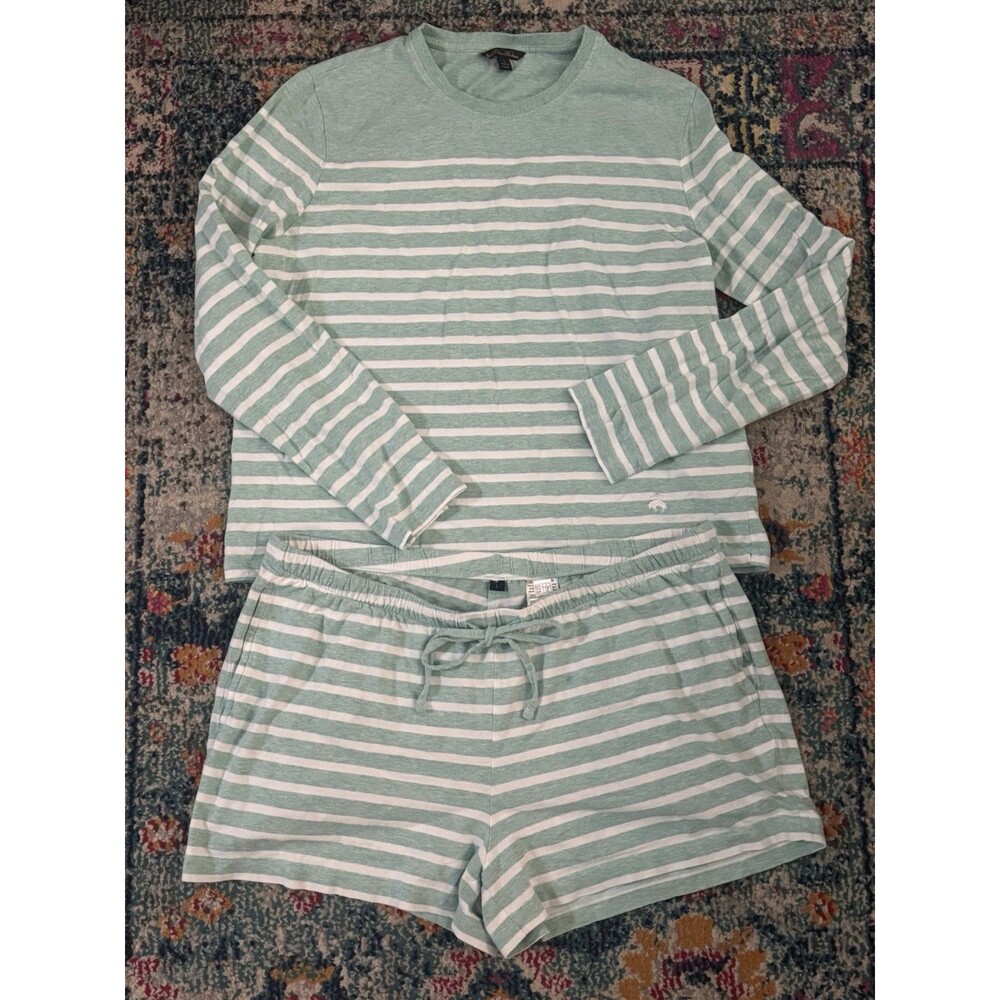 Brooks Brothers Women's Striped Cotton Long Sleeve Pajama Set Size Large